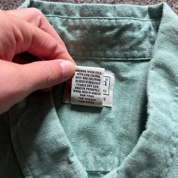 LL Bean Green Short Sleeve Button Down Shirt Mens XL Traditional Fit Casual Top - Picture 4 of 12